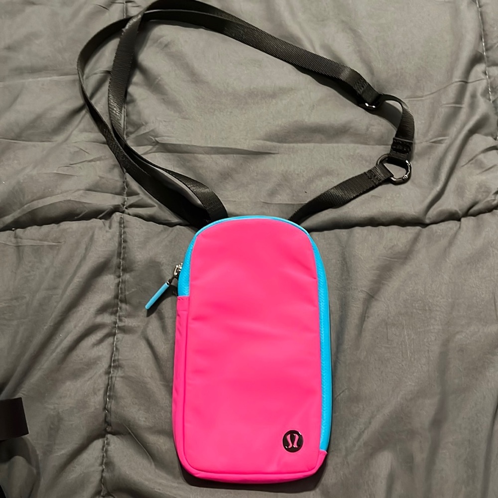 Modular Phone Crossbody Bag - Neon Pink with Turquoise Blue One Size
